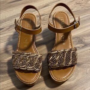 Tan Braided Platform Sandals
